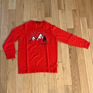 J. Crew Apres Red Bons Moments A Chamonix Fr. Mountain Crewneck Ski Wool Sweater